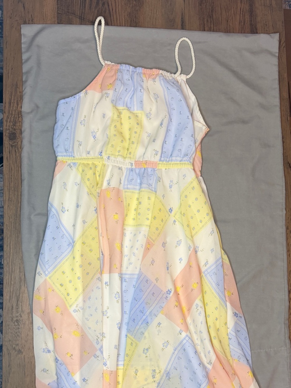 H&M Girls' Pastel Patchwork Maxi Dress in Blue, Yellow, Pink, Cream